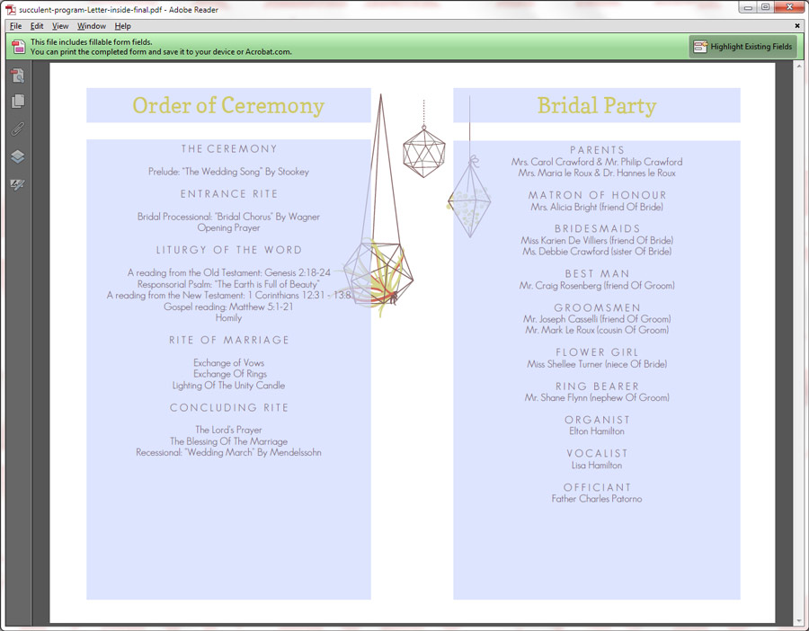 Wedding Programs Printed