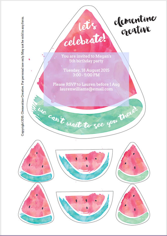 Free Printable Watermelon Party Invitations