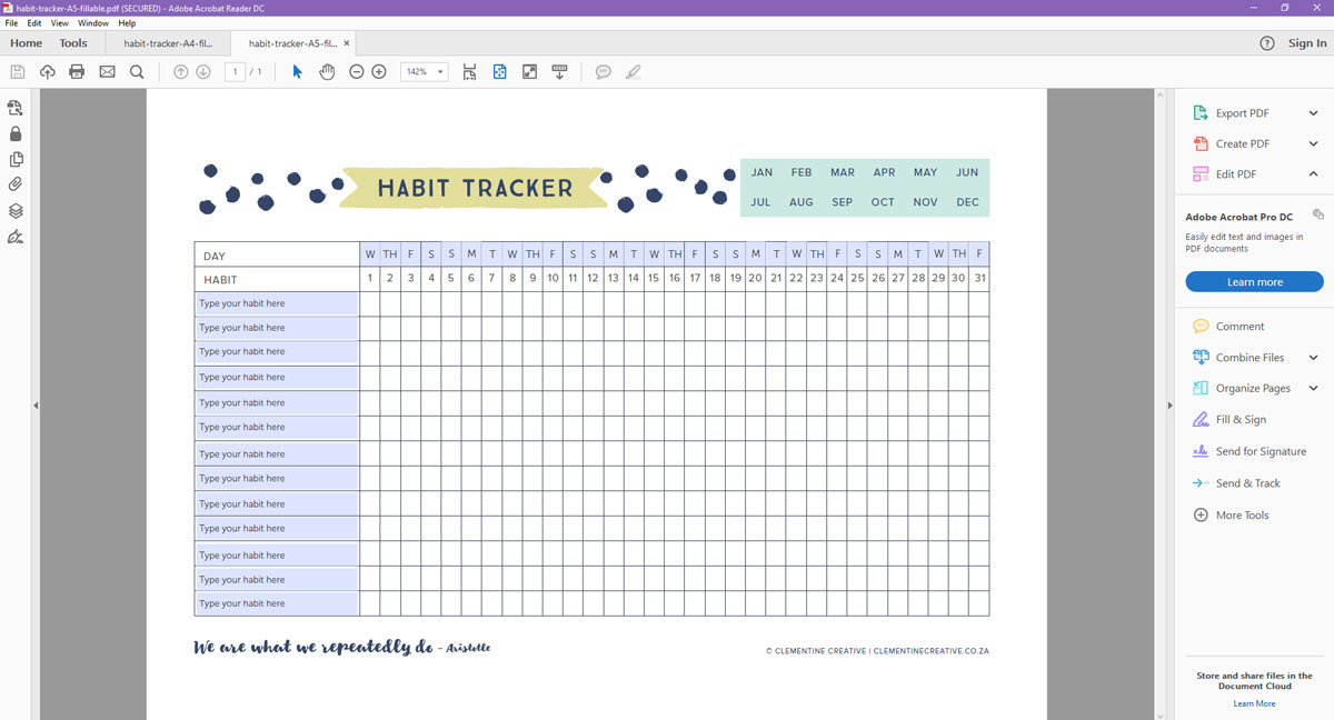 habit tracker template