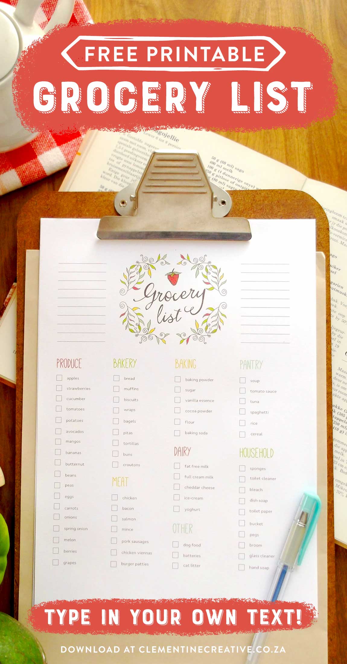 free editable grocery list printable pdf