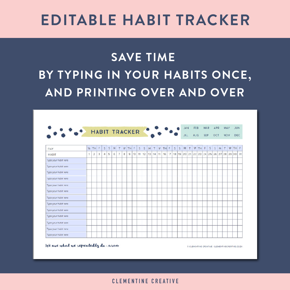 Daily Tracker Template from www.clementinecreative.co.za