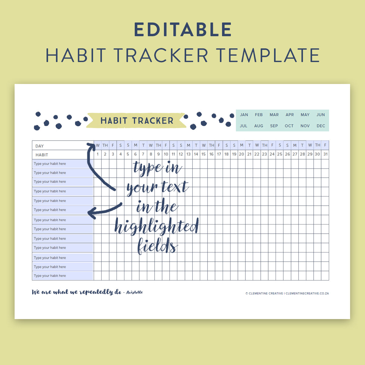 This Free Printable Habit Tracker will Help you Reach your ...