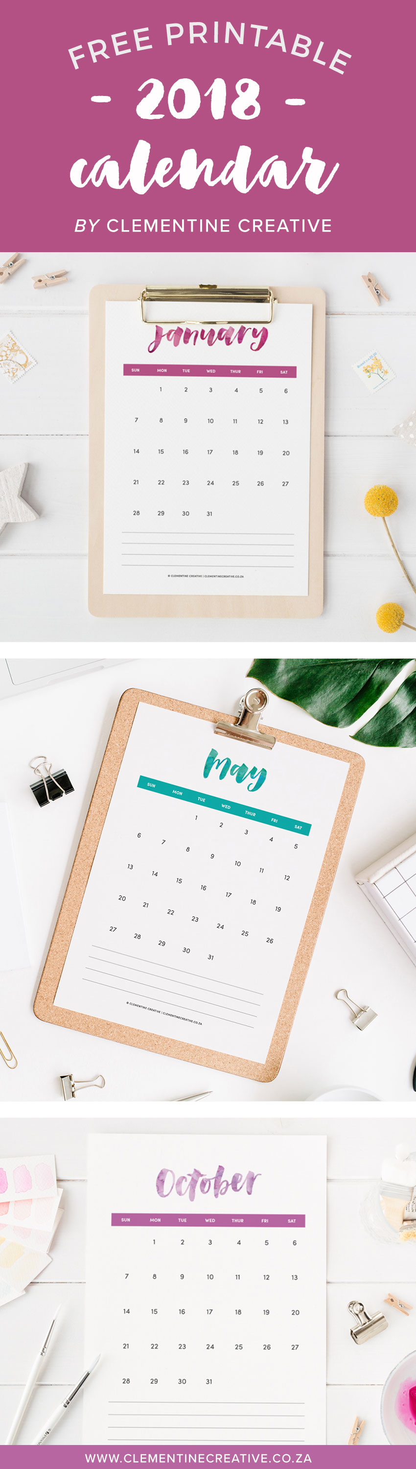 16 DIY Organization Projects: 2018 Free Printable Calendars (Part 2)