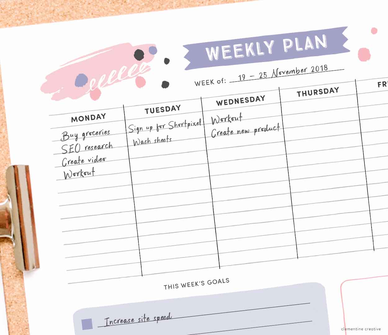 Get Organised with this Free Printable Weekly Planner 