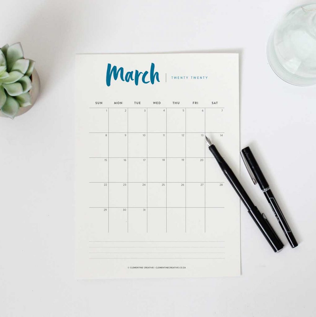 Printable 2020 Calendar A Pretty Monthly Calendar Planner