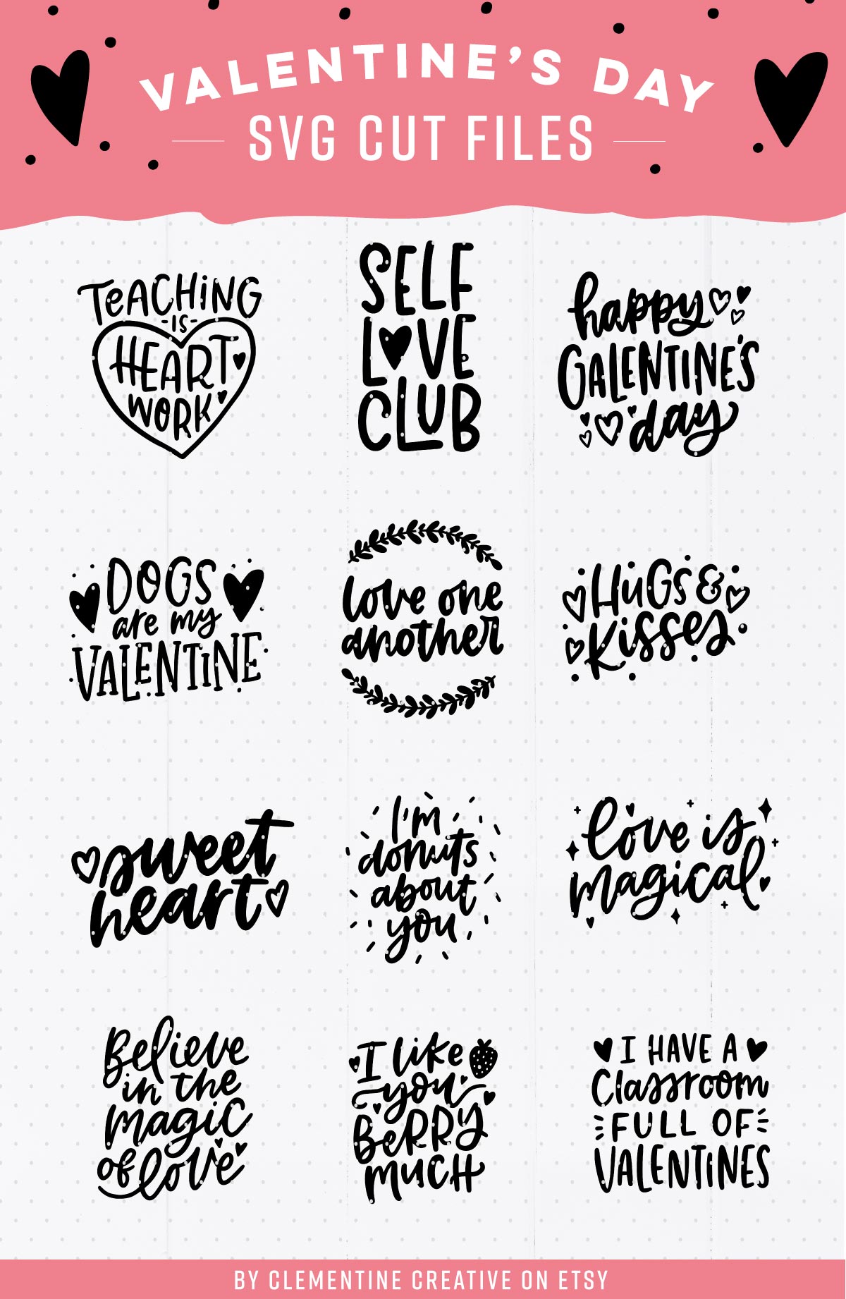 Download Valentine's Day SVG Cut Files for your Craft Projects - Clementine Creative