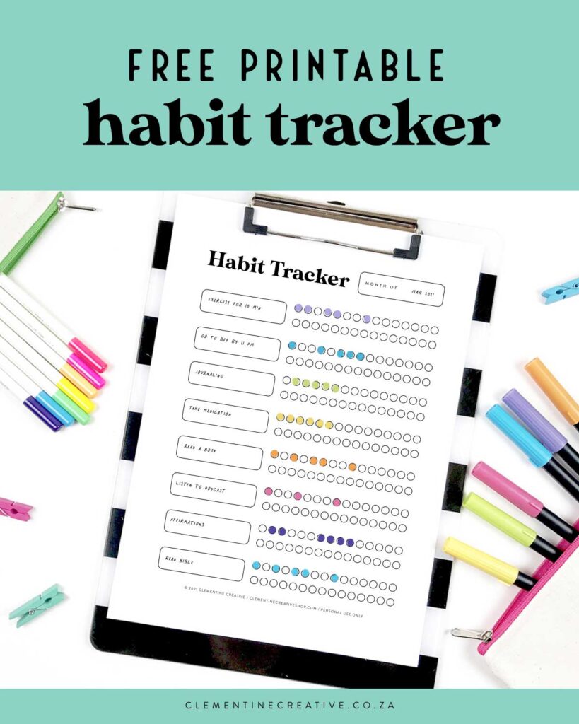free printable 30 day habit tracker