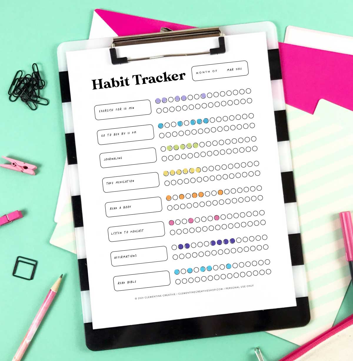 free printable 30 day habit tracker