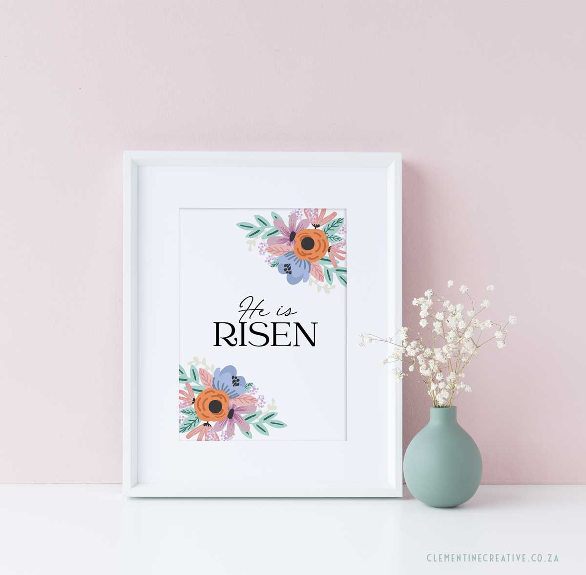 Christian Easter printable sign with the words He is risen