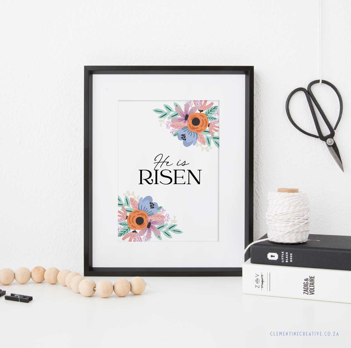 religious Easter printable sign with the words He is risen
