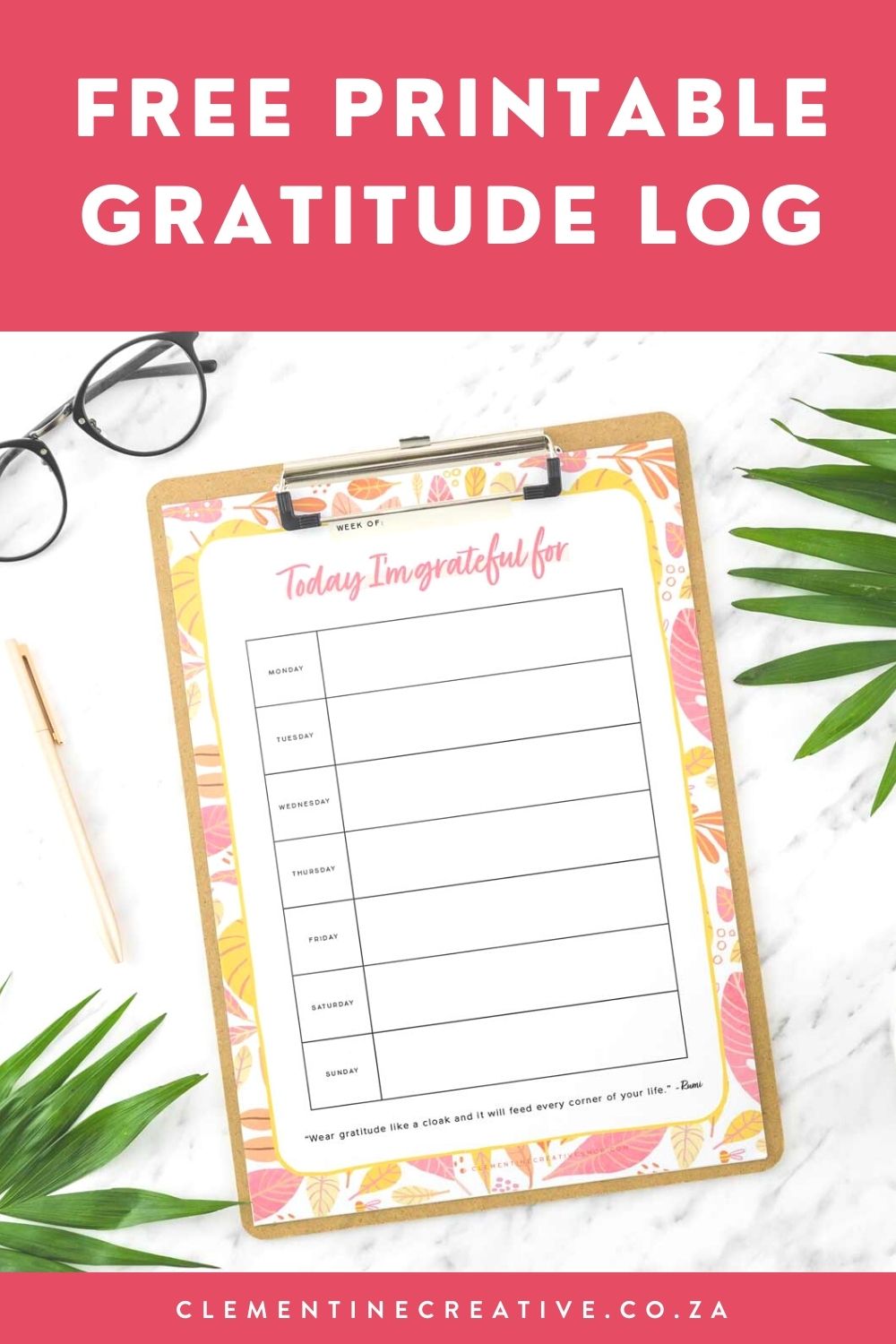free printable gratitude journal