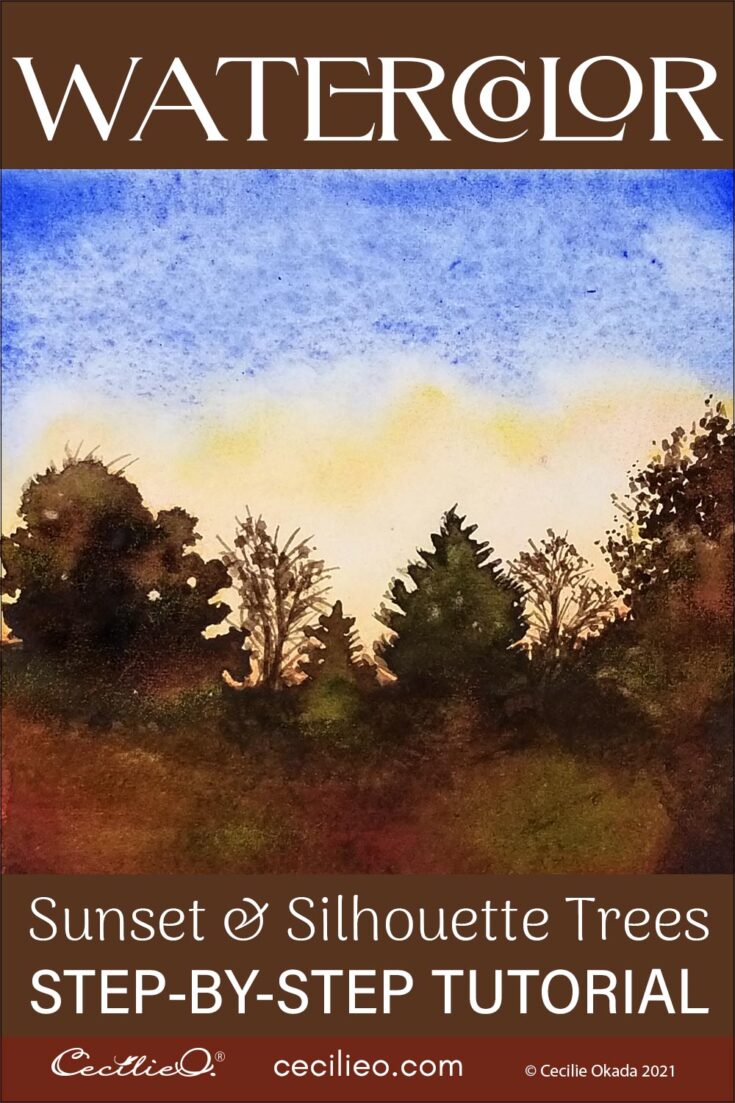 Image for How to Paint a Golden Watercolor Sunset With Silhouette Trees