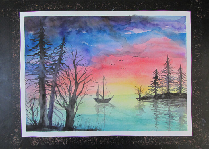 Image for Watercolor Sunset - Happy Family Art
