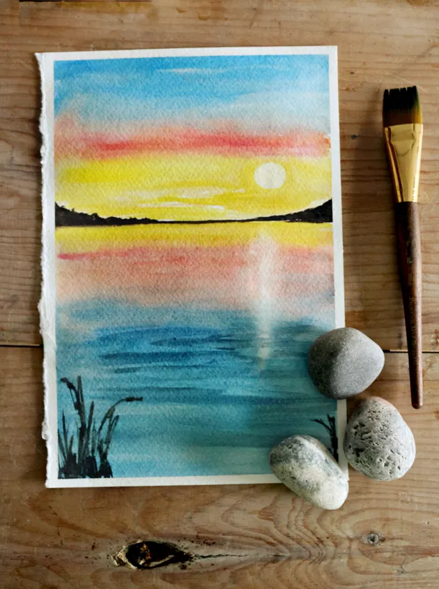 watercolor sunset painting tutorial