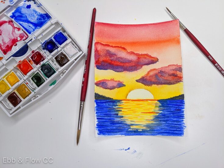 Image for Sunset Over Water Painting: Easy Watercolor Tutorial
