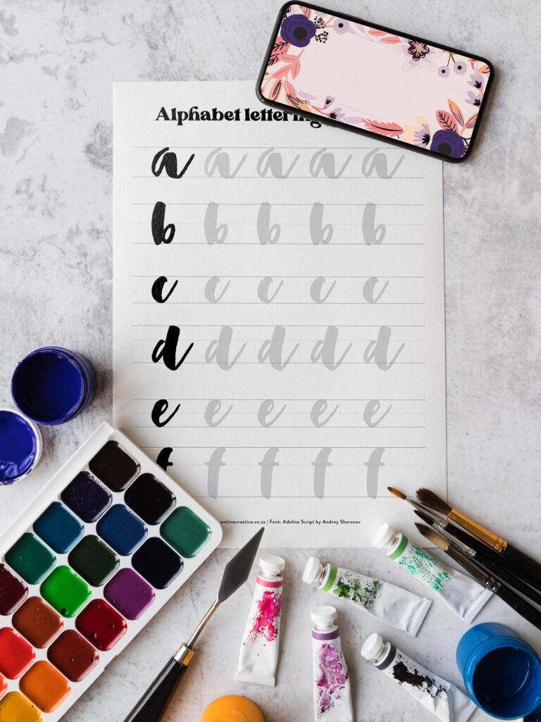 Alphabet Hand Lettering Practice Sheets {Free Printable} - Clementine ...