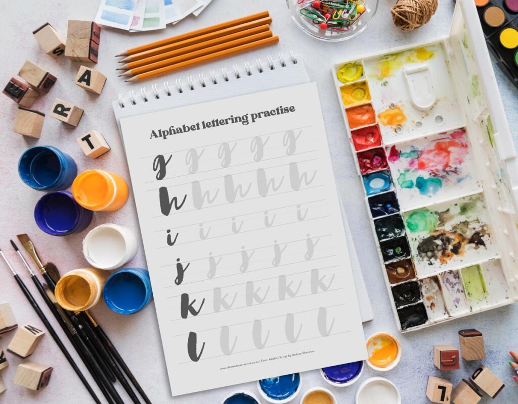 Alphabet Hand Lettering Practice Sheets {Free Printable} - Clementine ...