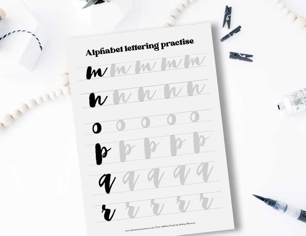 Free Printable Lettering Guide Alphabet Hand Lettering Practice Sheets {Free Printable} - Clementine ...