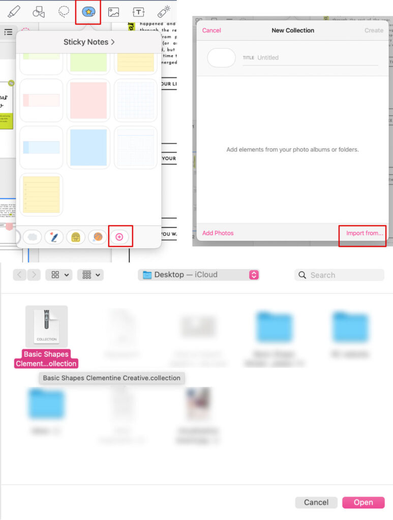 importing a Goodnotes element collection