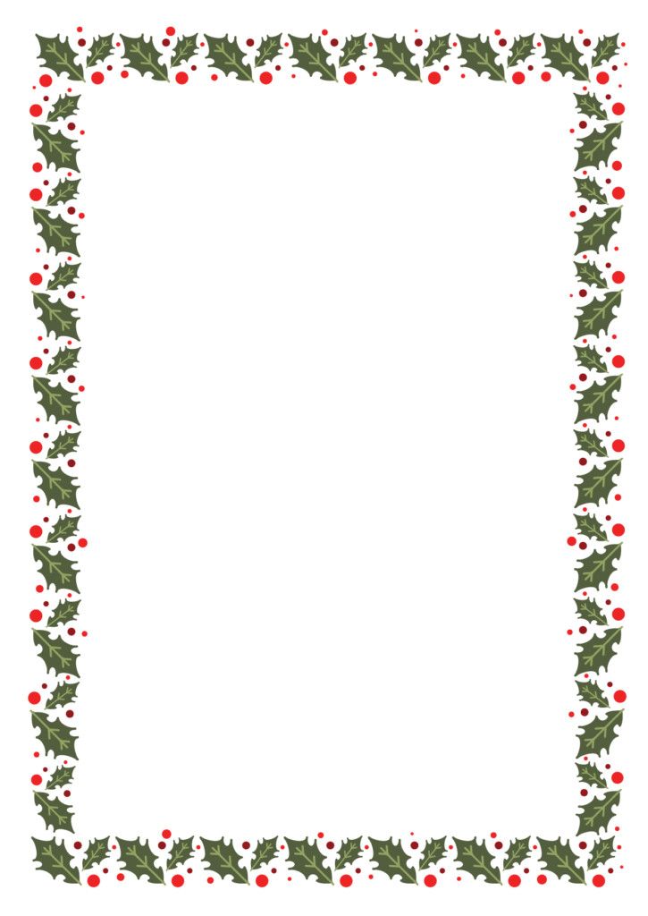 holly printable Christmas border paper