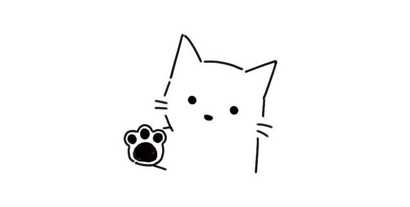 simple line drawing of a cute cat holding up its paw