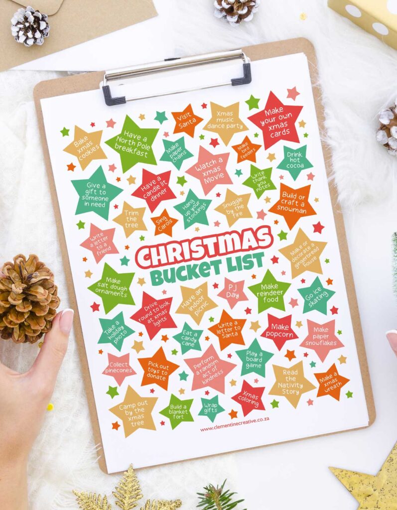 free Christmas bucket list printable for kids
