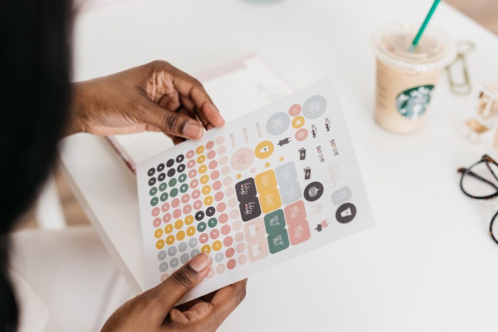 a sheet of cute planners stickers for your bullet journal