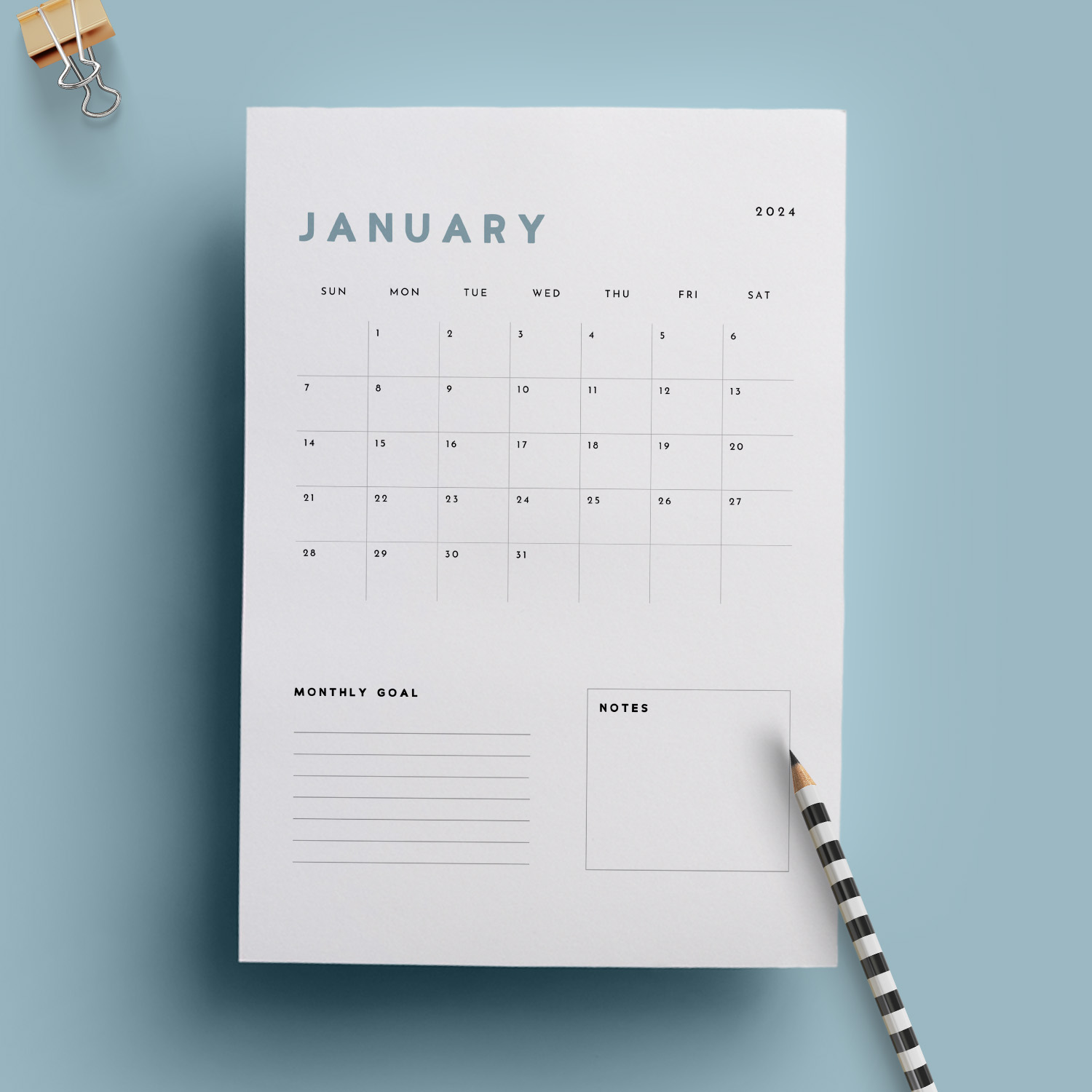 Simple Printable 2024 Calendar Clementine Creative
