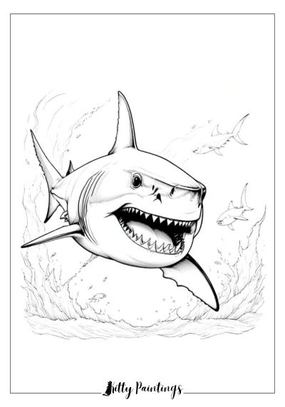 Detailed Great White Shark Printable Image