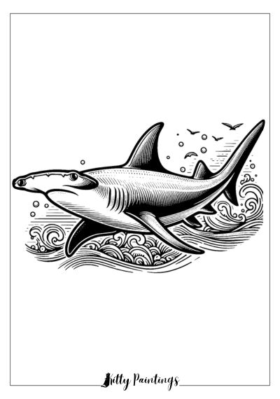Detailed Hammerhead Shark for Coloring