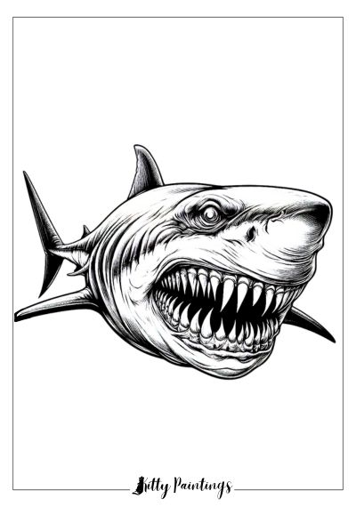 Agressive Shark to Color for Adults