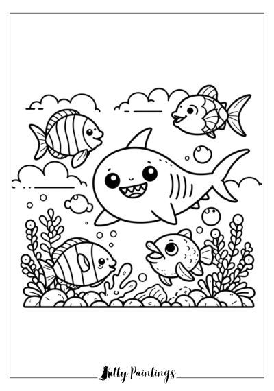 Shark and Other Fish to Color